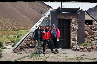 04 Guide Agustin Aramayo, Inka Expediciones Staff Carla And Jerome Ryan At Punta de Vacas 2434m Starting The Trek To Aconcagua Plaza Argentina Base Camp.jpg